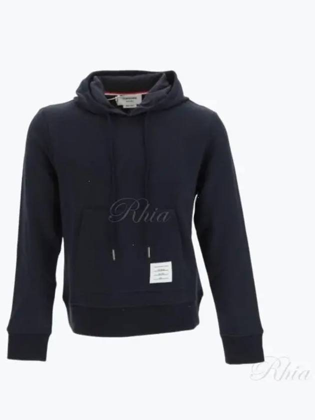 Loopback Broderie Anglaise Relaxed Cotton Hoodie Navy - THOM BROWNE - BALAAN 2