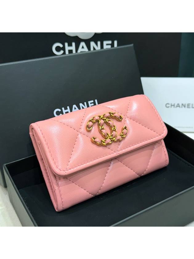 Wallet New Logo CC Lambskin Nineteen 19 Coral Pink - CHANEL - BALAAN 2