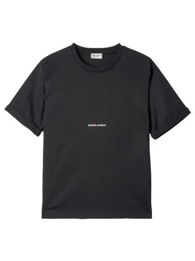 Rive Gauche short sleeve t shirt black - SAINT LAURENT - BALAAN 1