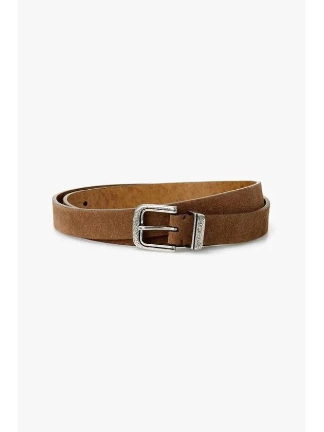 Men s Engraved Buckle Suede Belt Brown - BRUNELLO CUCINELLI - BALAAN 1