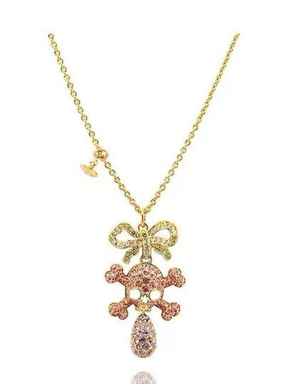 Women Faustine Skull Pendant Crystal Necklace Gold - VIVIENNE WESTWOOD - BALAAN 2