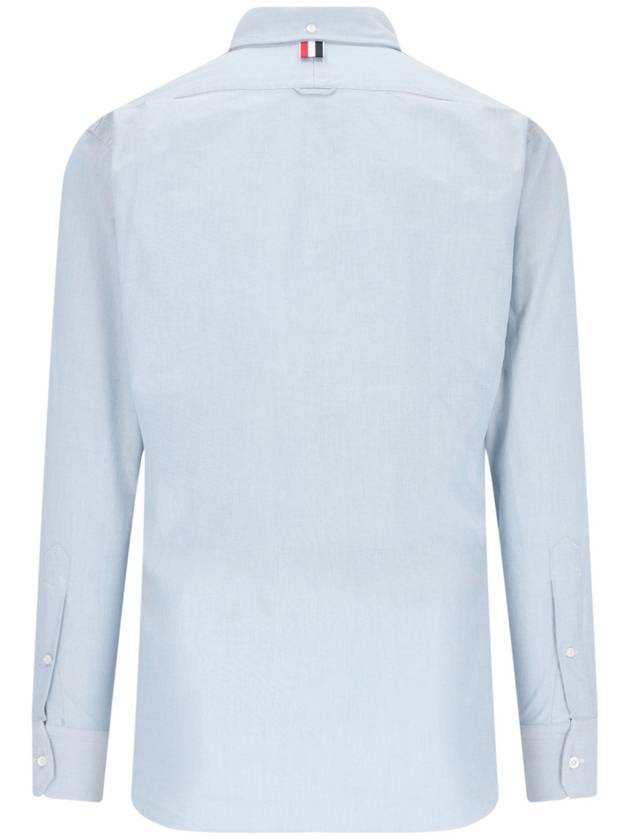 Men's Logo Patch Classic Cotton Long-Sleeved Shirt White Light Blue - THOM BROWNE - BALAAN 4