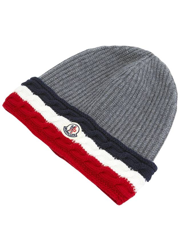 Kids Tricolor 3B00009 M1131 988 Wool Beanie - MONCLER - BALAAN 3