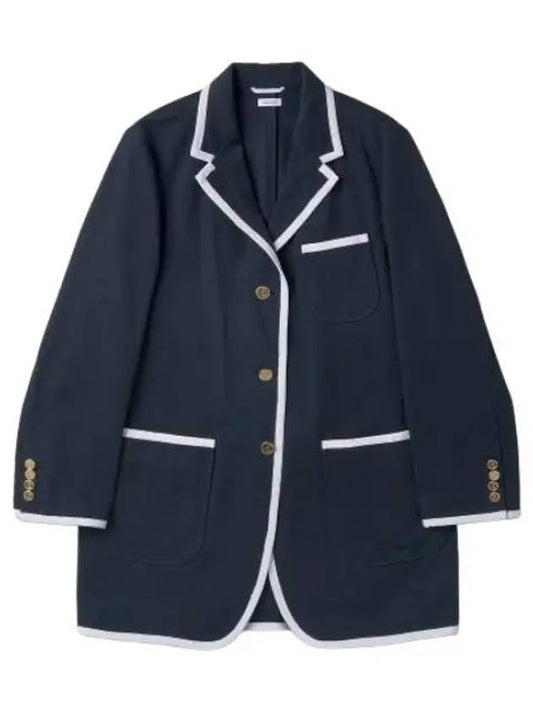 Oversized gabardine sports coat navy suit jacket blazer - THOM BROWNE - BALAAN 1