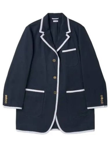 Oversized gabardine sport coat navy - THOM BROWNE - BALAAN 1