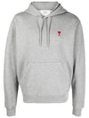 Heart Small Logo Hoodie Grey - AMI - BALAAN 2