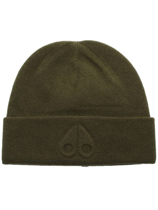 Logo Merino Wool Beanie Park Green - MOOSE KNUCKLES - BALAAN.