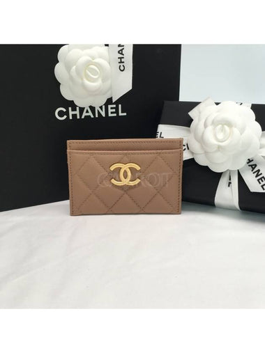 CC logo card holder caviar brown gold plated AP3524 - CHANEL - BALAAN 1