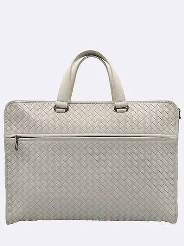 598201 Light Gray Leather Intrecciato Briefcase - BOTTEGA VENETA - BALAAN 1