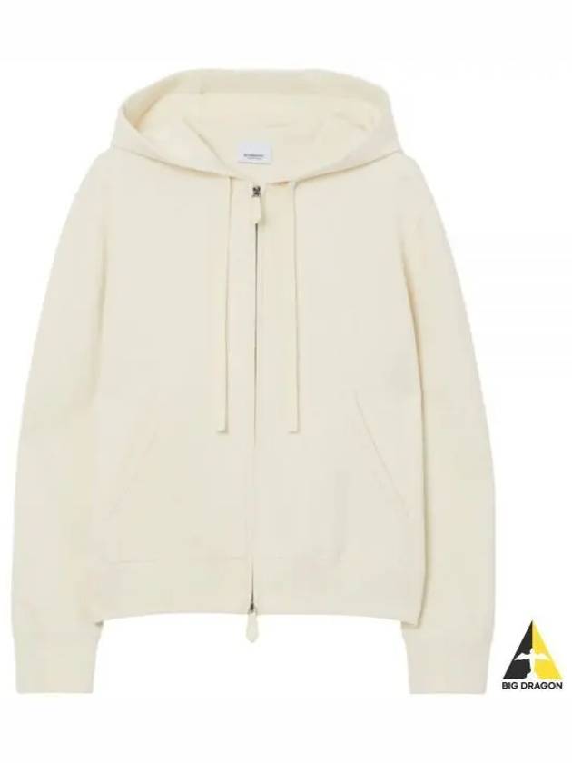 Drawstring Zip-Up Hoodie Ivory - BURBERRY - BALAAN 2