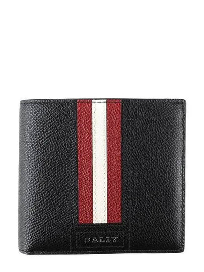 Teisel Logo Stripe Leather Half Wallet Black - BALLY - BALAAN 2