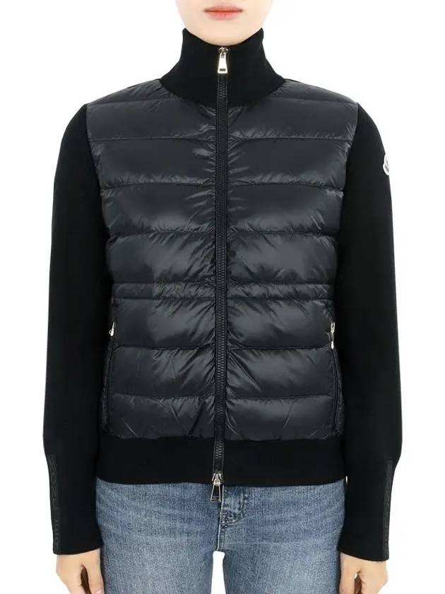 Padded wool zip up cardigan black - MONCLER - BALAAN 3