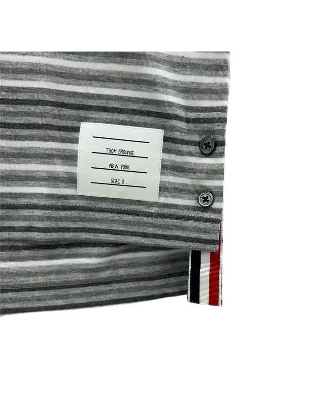 Men's Striped Midweight Jersey Short Sleeve T-Shirt Grey - THOM BROWNE - BALAAN 5