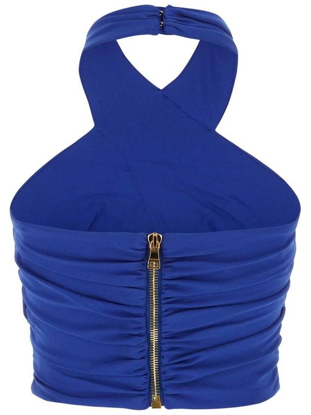 Women's Draped Jersey Colop Sleeveless Blue - BALMAIN - BALAAN 5