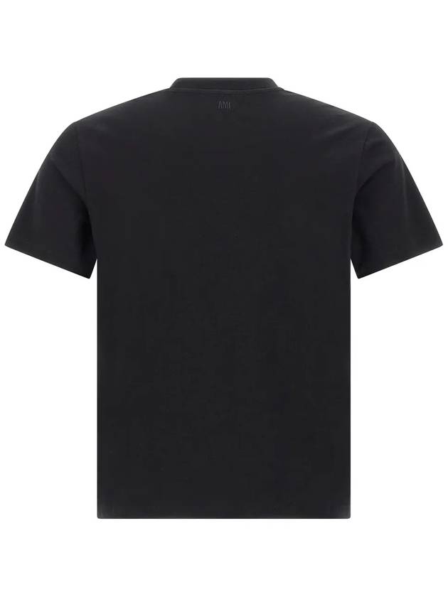 Heart Cotton Short Sleeve T-Shirt Black - AMI - BALAAN 3