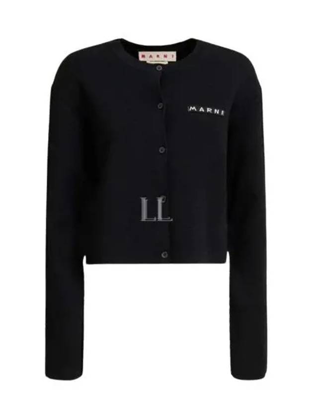 Logo Patch Button Cardigan Black - MARNI - BALAAN 2