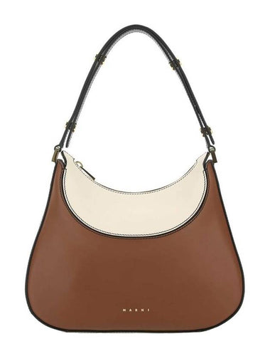 Two-Tone Milano Leather Small Shoulder Bag Brown - MARNI - BALAAN 1