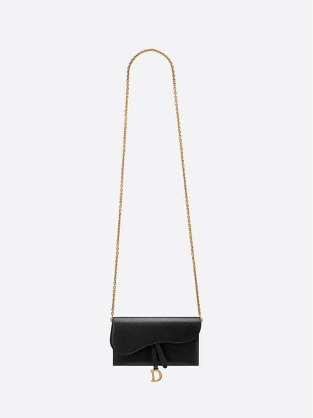 Long Saddle Chain Goatskin Shoulder Bag Black - DIOR - BALAAN 5