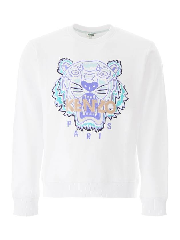 Tiger Embroidered Logo Sweatshirt White - KENZO - BALAAN 1