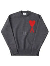 Big Heart Logo Wool Knit Top Grey - AMI - BALAAN 2