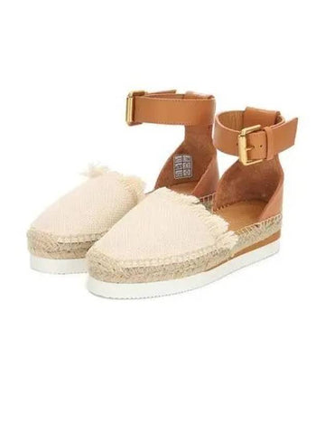 Seaby Sandals Canvas and Leather Espadrille Natural - CHLOE - BALAAN 1