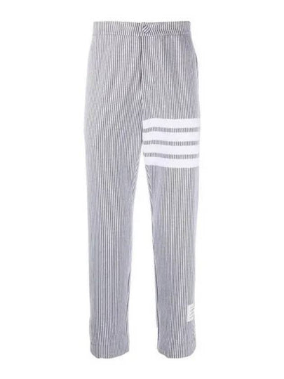 Seersucker Loopback 4 Button Vent Straight Pants Light Grey - THOM BROWNE - BALAAN 2