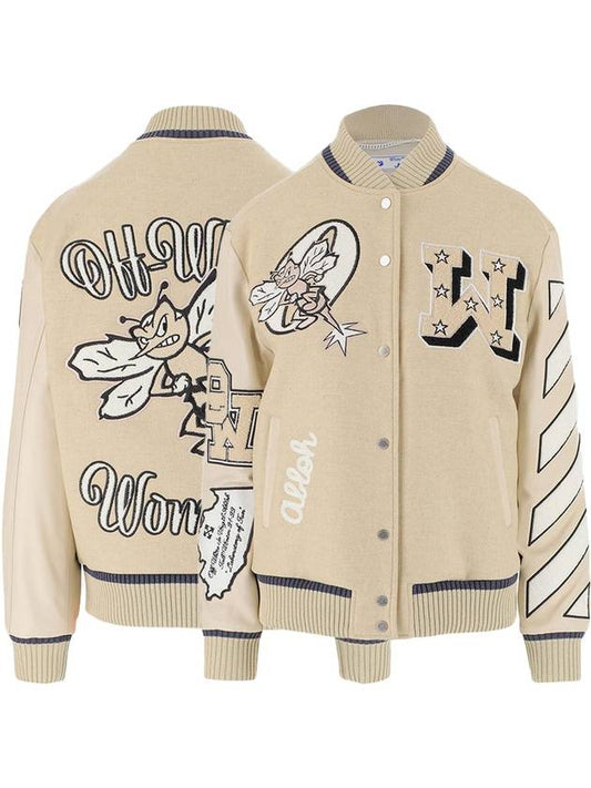 patch varsity jacket - OFF WHITE - BALAAN.