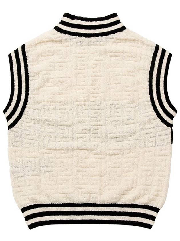 Monogram High-Neck Intarsia Knit Vest White - BALMAIN - BALAAN 3