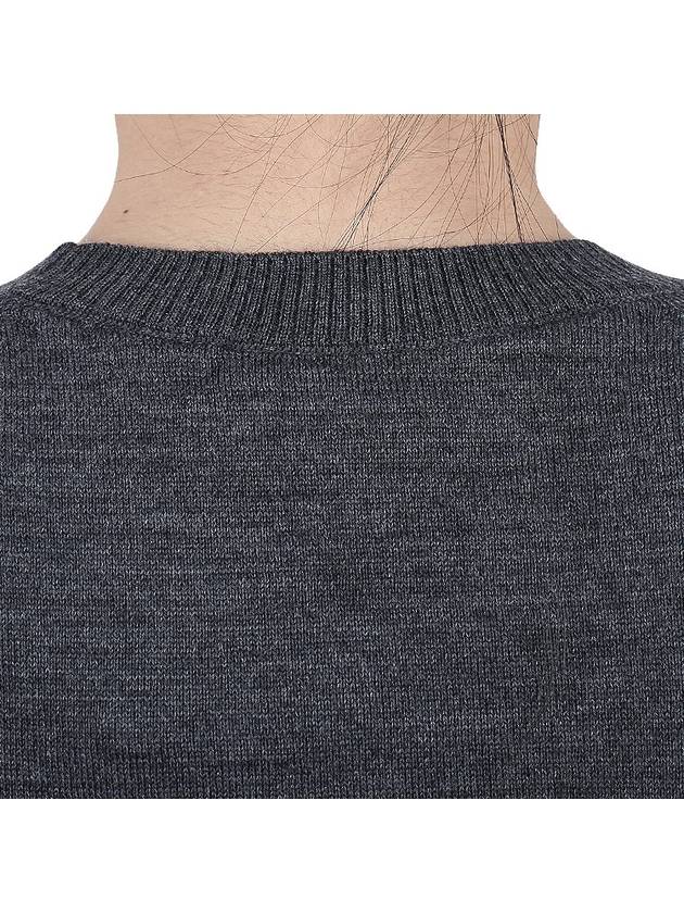 Heart Logo Crew Neck Merino Wool Knit Top Grey - AMI - BALAAN 9