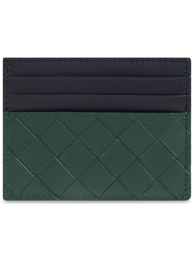 Intrecciato Two-Tone Card Wallet Black Green - BOTTEGA VENETA - BALAAN 2