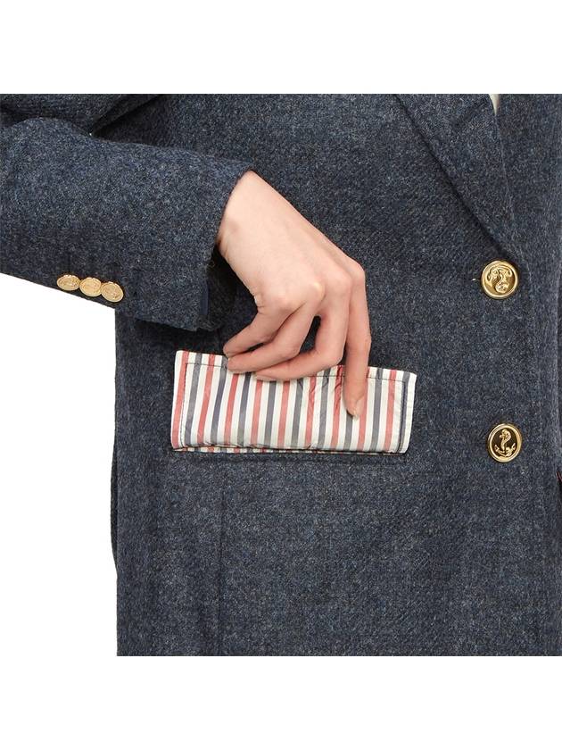 Solid Shetland Wide Lapel Single Coat Blue - THOM BROWNE - BALAAN 10