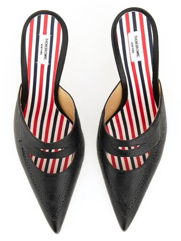 Pebble Grain Cutout Penny Heels Mule Black - THOM BROWNE - BALAAN 5