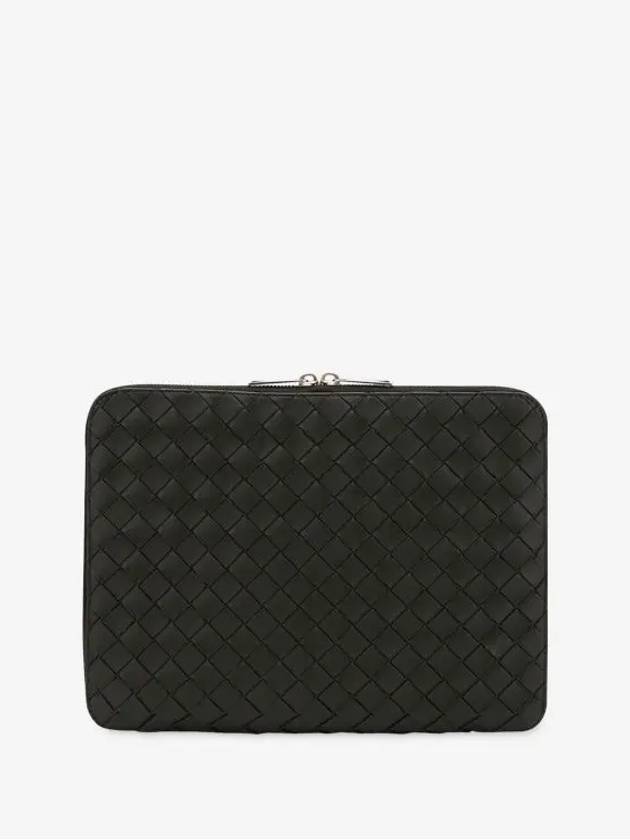 Classic Intrecciato Zipper Clutch Bag Black - BOTTEGA VENETA - BALAAN 4