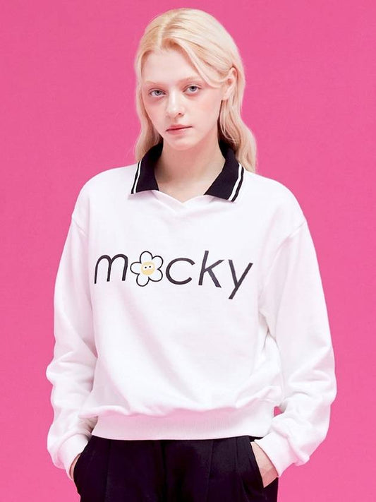 Women s Long Sleeve T Shirt Basic Logo PK White MCFW24LT1WH - MACKY - BALAAN 1