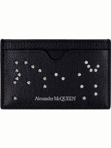 Crystal Stud Card Wallet Black - ALEXANDER MCQUEEN - BALAAN 1