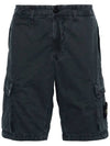 Logo Cotton Slim Cargo Shorts Charcoal - STONE ISLAND - BALAAN 3