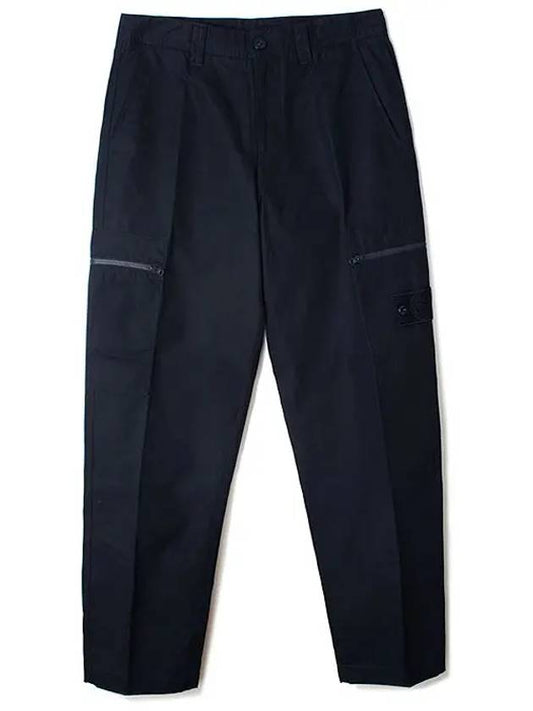 Regular Fit Cargo Cotton Canvas Straight Pants Navy - STONE ISLAND - BALAAN 2