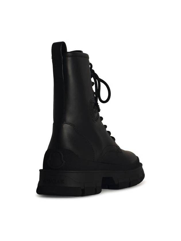 Moncler 'Hevea' Black Matte Leather Ankle Boots - MONCLER - BALAAN 3