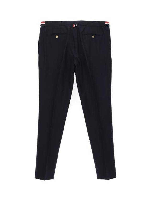 Low Rise Side Tab Wool Slacks Navy - THOM BROWNE - BALAAN 3