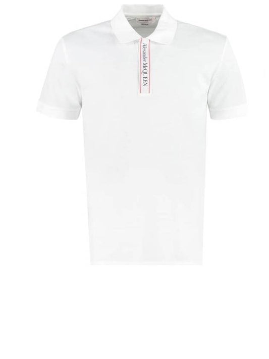 Men's Selvege Plaquet Cotton Short Sleeve PK Shirt White - ALEXANDER MCQUEEN - BALAAN 1