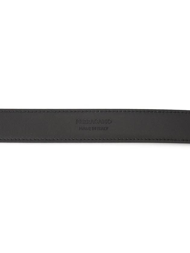 Double Gancini Leather Belt Black - SALVATORE FERRAGAMO - BALAAN 7