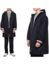 Waterproof Cotton Twill T-Dart Hooded Jacket Navy - THOM BROWNE - BALAAN 3