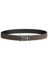 Men's Brush Buckle Reversible 32MM Leather Belt Noir - HERMES - BALAAN 3