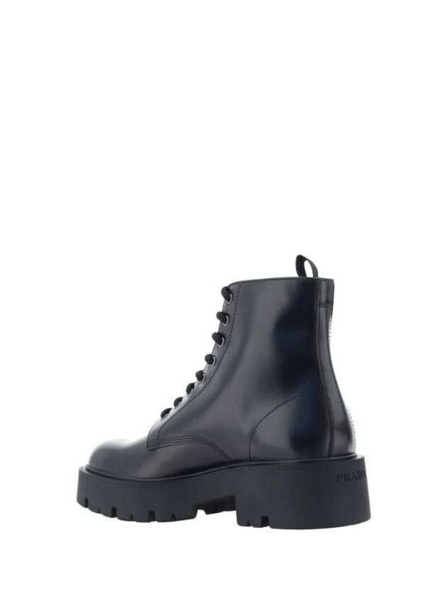 Brushed Leather Combat Boots Black - PRADA - BALAAN 4