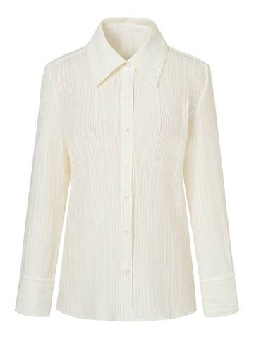 Women s Boyfriend Fit Pleated Shirt White - MONPLISSE - BALAAN 1