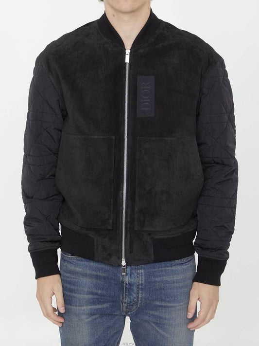 Men's Zipper Varsity Calfskin Bomber Jacket Black - DIOR - BALAAN 2