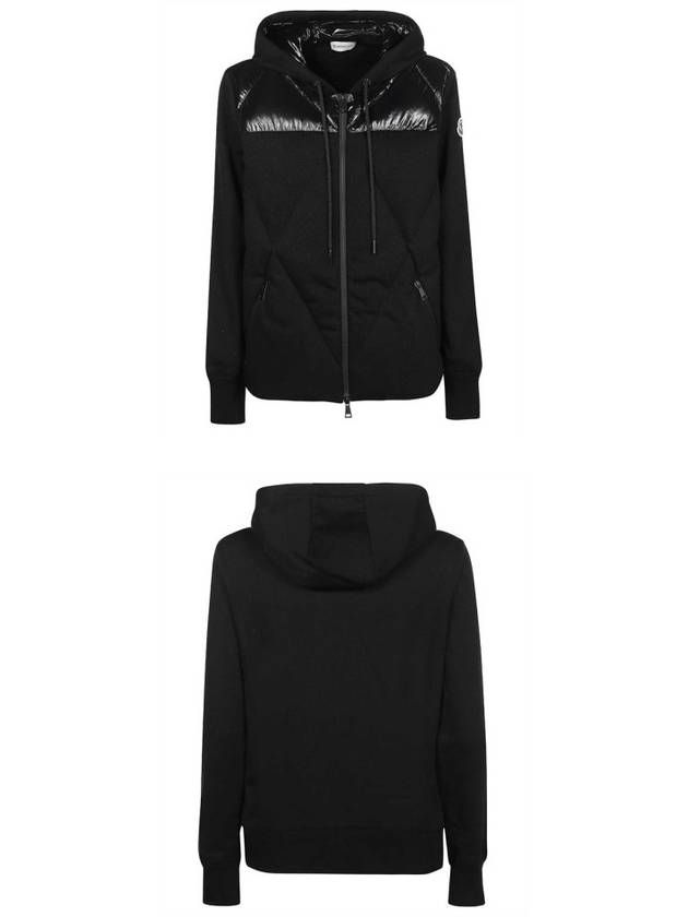 Logo Patch Velcro Zip Up Hoodie Black - MONCLER - BALAAN 5