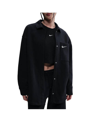 Sportswear Phoenix Fleece Oversized Shirt Jacket Black - NIKE - BALAAN 1