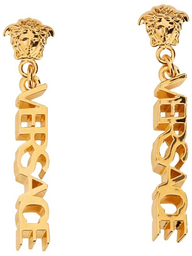 Logo Drop Earrings Gold - VERSACE - BALAAN 7