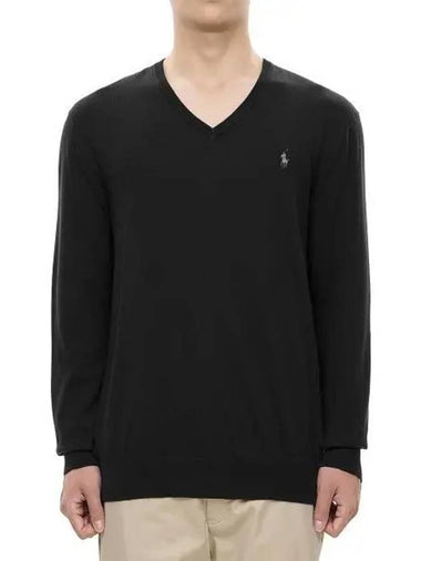 Long sleeve cotton V neck sweater black - POLO RALPH LAUREN - BALAAN 1